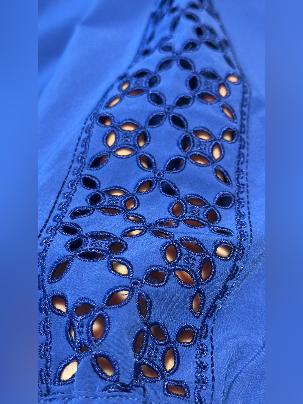 CHICO'S Royal Blue Rich Cobalt Zenergy Neema Cutwork Jacket Sz 2 L
